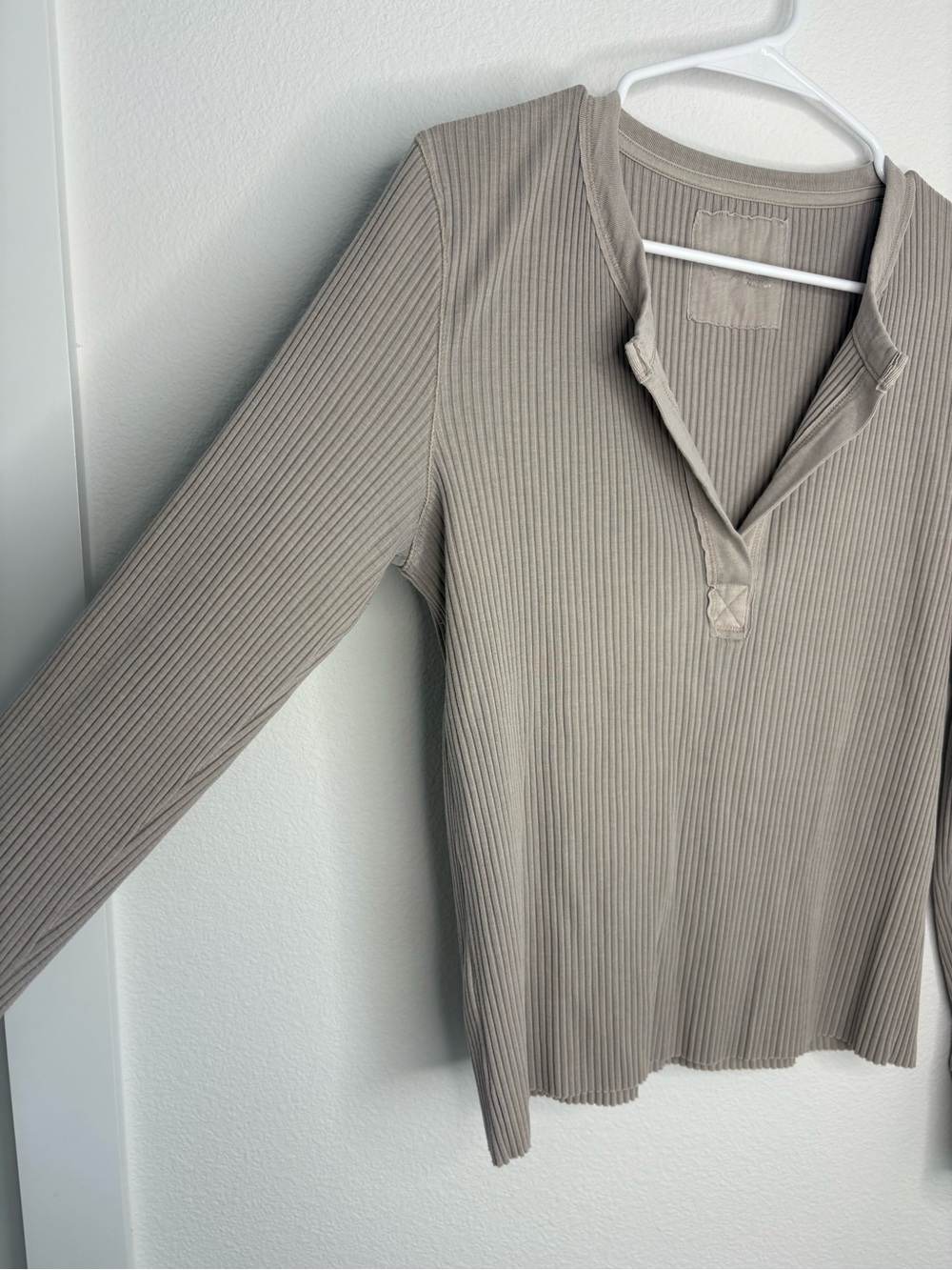 Aerie Taupe Fireside Longsleeve Henley Shirt - Picture 2 of 7